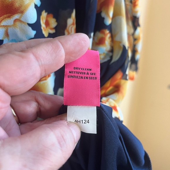 Betsey‎ Johnson Navy Floral Bell Sleeve Tie Neck Mini Dress Size 10 - Picture 5 of 10
